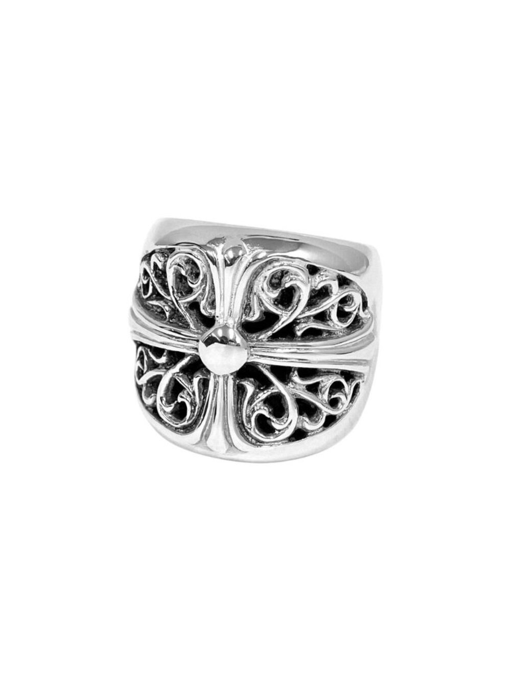 Chrome Hearts Classic Oval Cross Ring Silver
